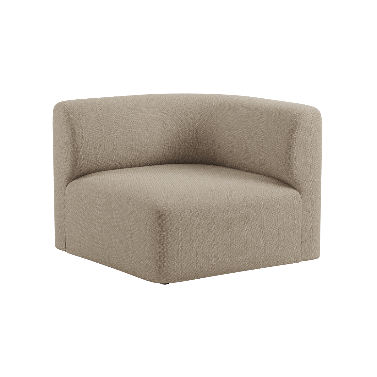 Beige rechter hoekdeel van de Fjord sofa van sackit met afgeronde rugleuning en zachte bekleding voor een rustige Scandinavische zithoek