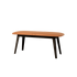 sackit Nordic bank met een zitting van bruin leer en poten van donker gebeitst eikenhout Deens design voor stijlvol en comfortabel zitten binnenshuis