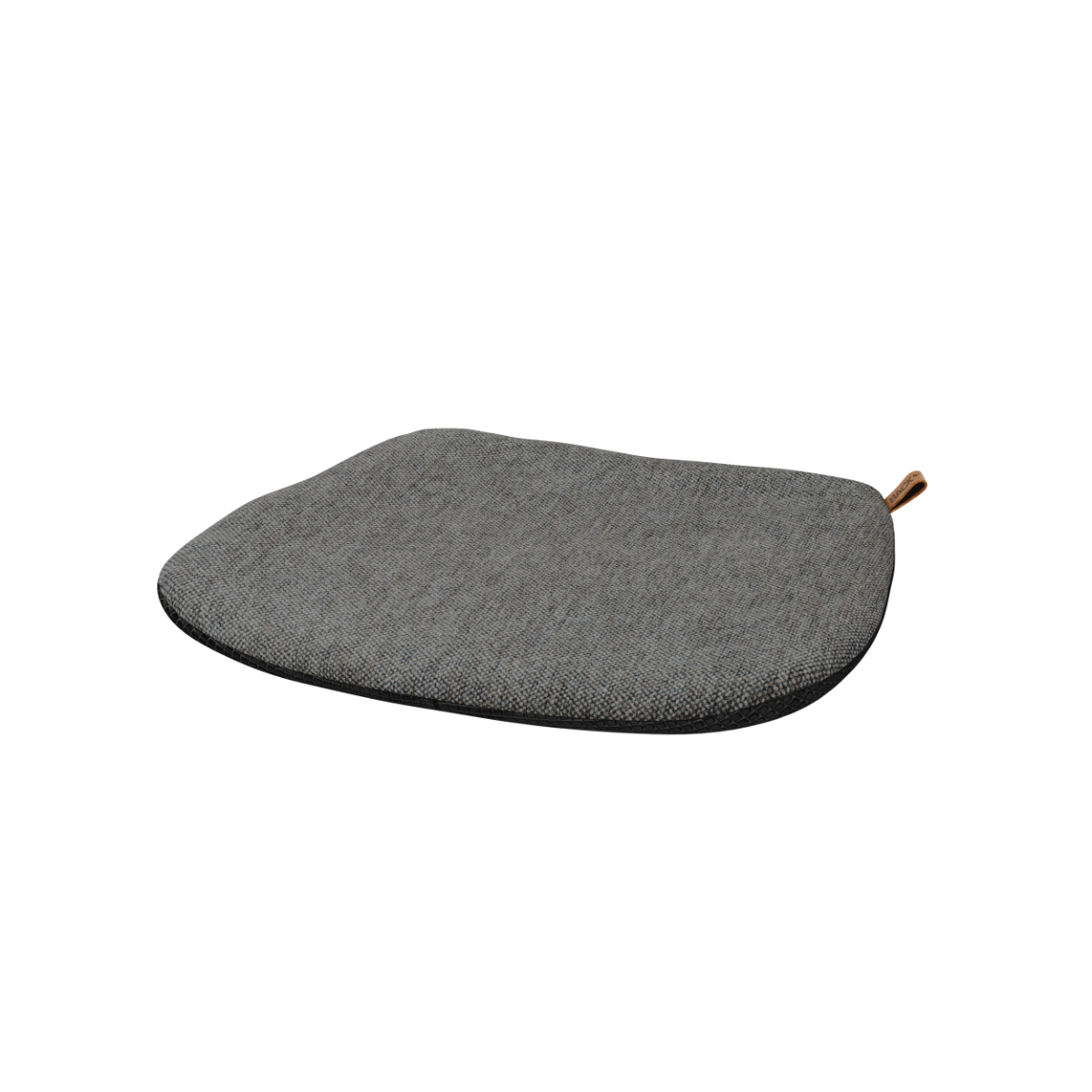 Grijs buitenzitkussen van sackit voor de Patio Chair no. One met afgeronde vorm en praktisch leren lusje voor comfortabel buiten zitten