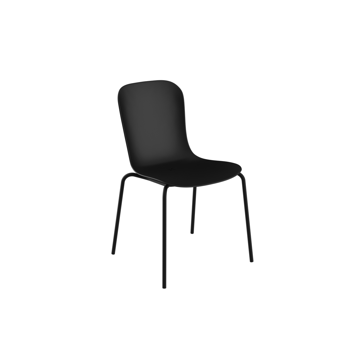 Zwarte patio stoel van sackit met ergonomische rugleuning en slanke metalen poten voor comfortabel buiten dineren op terras of balkon