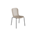 Taupekleurige buitenstoel van sackit met ergonomische zitting en rugleuning op vier slanke zwarte metalen poten voor terras en tuin