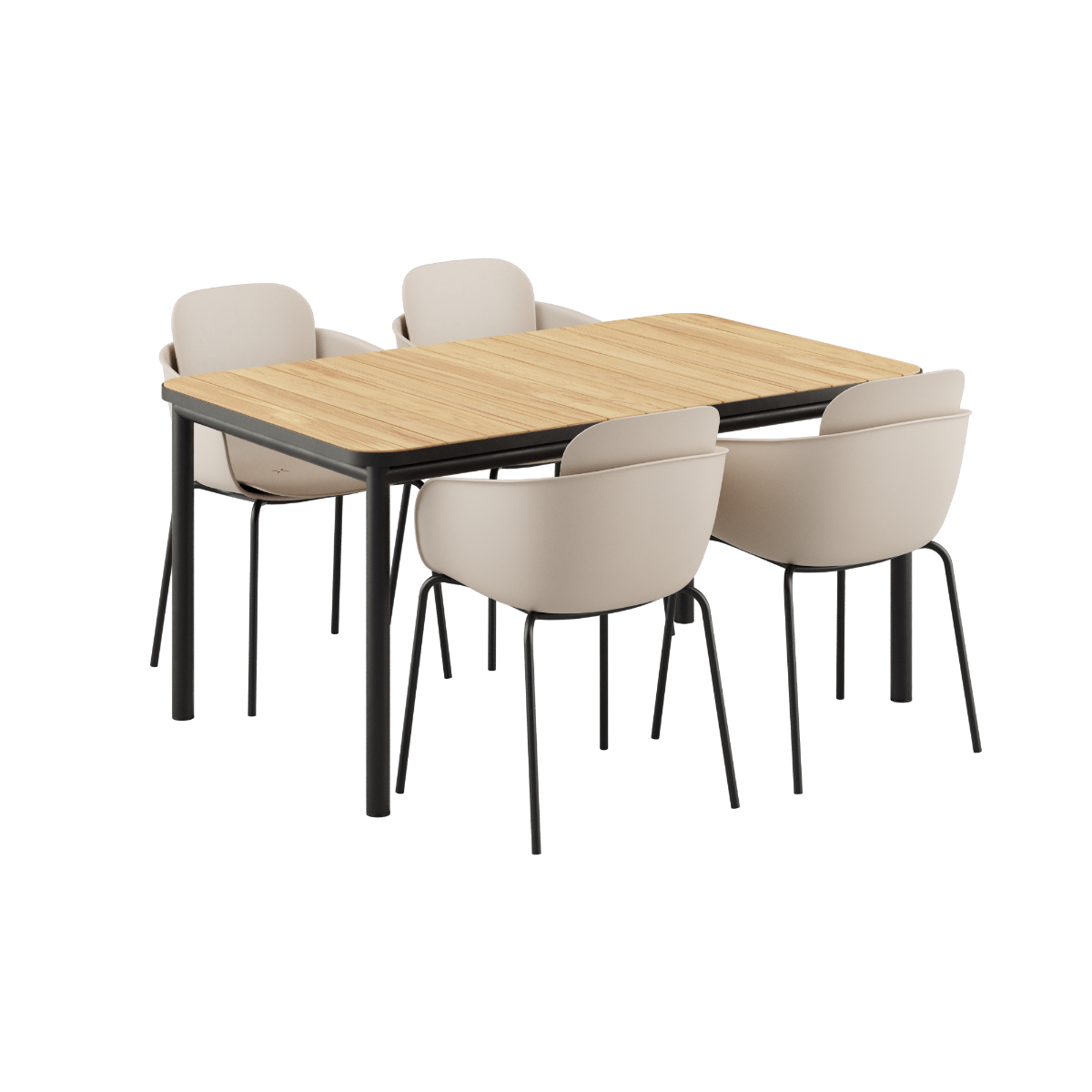 Kirra Dining Table Noir & 4 Patio Chair no. One