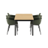 Kirra Dining Table Noir & 4 Patio Chair no. One in olijfgroen / Noir van sackit op een witte achtergrond