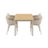Kirra Dining Table Taupe & 4 Patio Chair no. One van sackit tegen een neutrale achtergrond