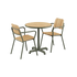 Kirra Cafe Table & 2 Kirra Patio Chair in olijfgroen van sackit op een witte achtergrond