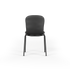 Zwarte eetkamerstoel van sackit met een gevormde rugleuning en slank zwart metalen frame op een neutrale grijze ondergrond