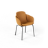Cognackleurige leren eetkamerstoel Chair no. One S2 van sackit met omarmende zitting en slanke zwarte metalen poten op een grijze ondergrond