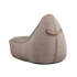 Beige canvas loungestoel met contrasterende stiknaden een stevig touwdetail en zwarte onderrand van sackit voor comfortabel loungen binnenshuis