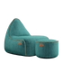 Turquoise Cobana lounge stoel met bijpassende ronde poef van sackit voor binnen en buiten weerbestendig ontwerp met decoratieve stiksels