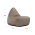 Taupekleurige zachte lounge stoel van sackit met hoge rugleuning en decoratieve stiknaden voor comfortabel binnen en buiten ontspannen
