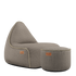 Taupekleurige lounge stoel en poef van sackit met decoratieve stiknaden voor comfortabel gebruik binnen en buiten