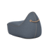 Blauwe outdoor zitzakstoel van sackit met decoratieve stiksels en stevig touw als handvat voor comfortabel loungen binnen en buiten