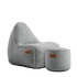 Grijze Cobana kinder loungestoel met bijpassende poef van sackit voor binnen en buiten met waterafstotende bekleding en decoratieve stiknaden