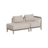 Beige modulaire loungesofa voor twee personen met open uiteinde losse rugkussens en gevlochten zijkant van sackit ontworpen in Denemarken