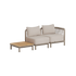 sackit Kirra loungesofa voor twee personen met zachte beige kussens en bijpassende houten bijzettafel voor comfortabel buiten zitten