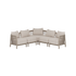 Modulaire beige loungesofa voor buiten met zachte kussens en gevlochten armleuningen van sackit ontworpen in Denemarken voor modern buitenleven