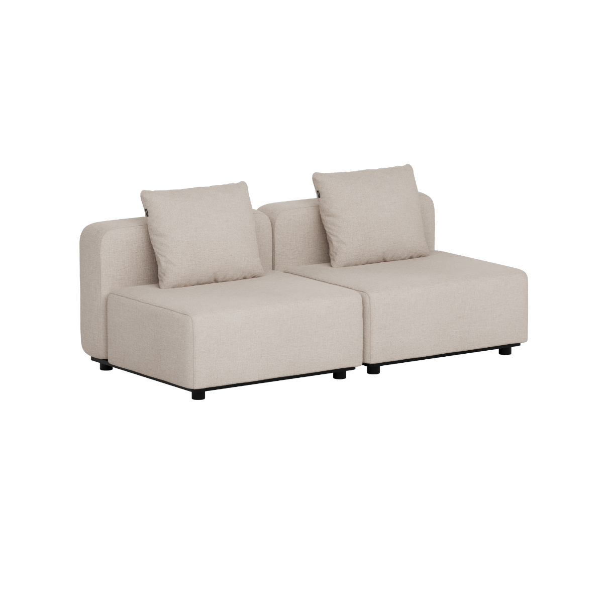 Beige modulaire loungesofa voor buiten van sackit met twee zitplaatsen en zachte rugkussens in Scandinavisch design voor tuin en terras