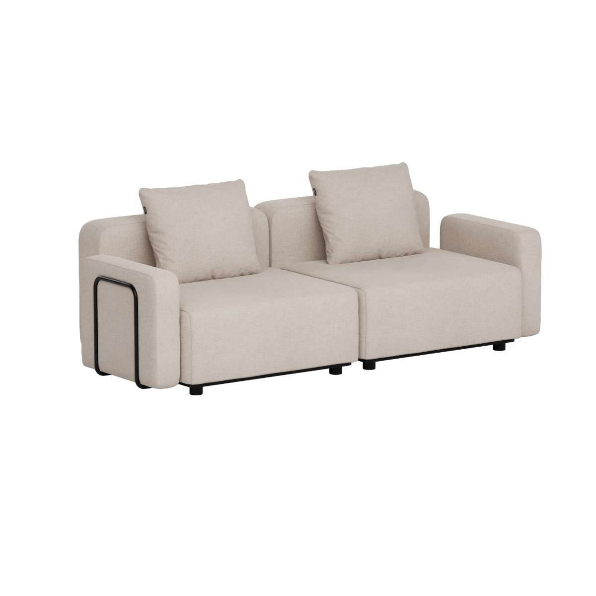 Beige modulaire Cobana loungebank voor buiten van sackit met twee zitplaatsen en zachte rugkussens in een rustige Scandinavische stijl