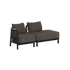 Donkergrijze modulaire loungesofa voor buiten met twee zitplaatsen en open uiteinde van sackit met weerbestendige bekleding voor moderne terrassen