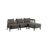 Modulaire donkergrijze loungesofa voor buiten van sackit met drie zitplaatsen en een chaise longue ontwerp voor modern Scandinavisch terrascomfort