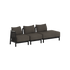 Donkergrijze modulaire loungesofa voor buiten met drie zitplaatsen en een open uiteinde van sackit voor stijlvolle ontspanning in de tuin