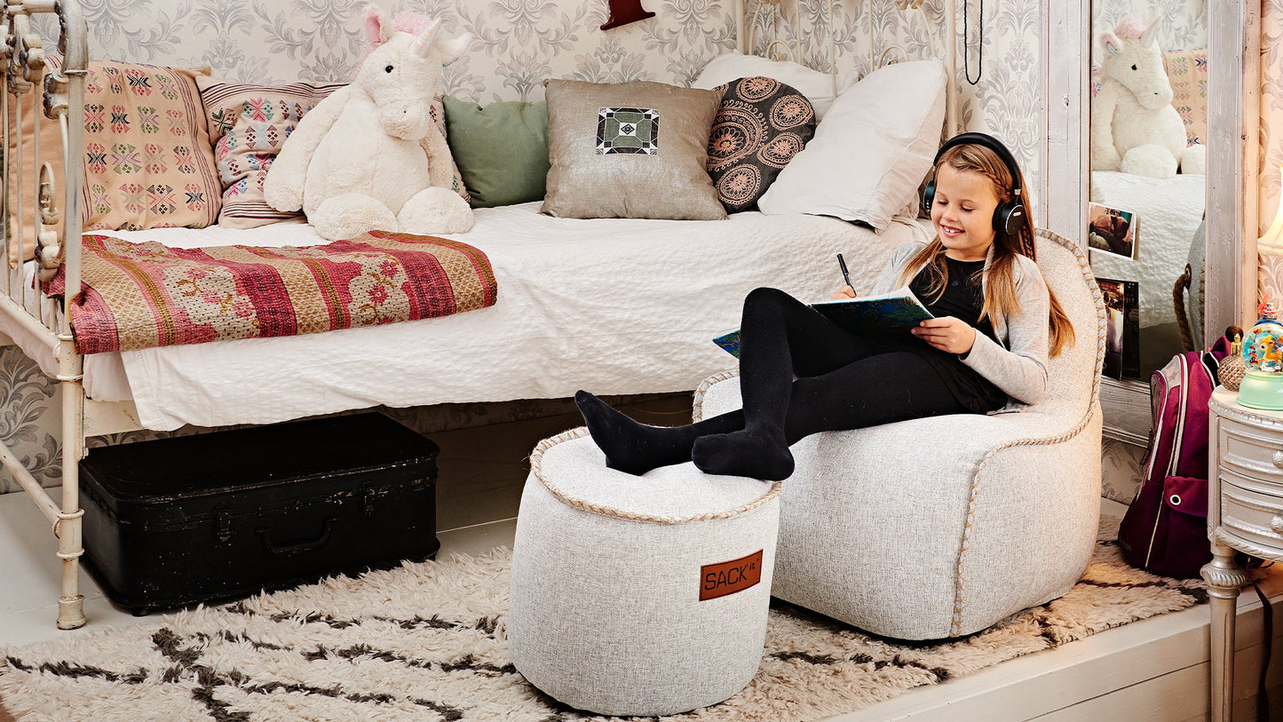 Cobana Junior Lounge Chair & Pouf - Zitzak voor kinderen voor binnen- en buitengebruik met poef