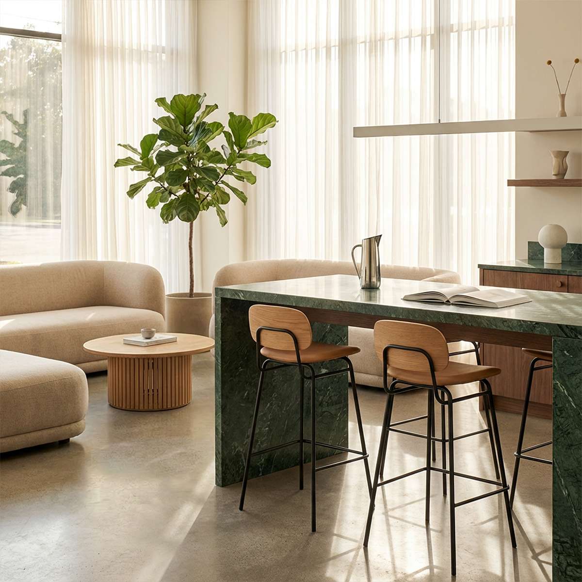 Frame Bar Stool - Leather w/ backrest