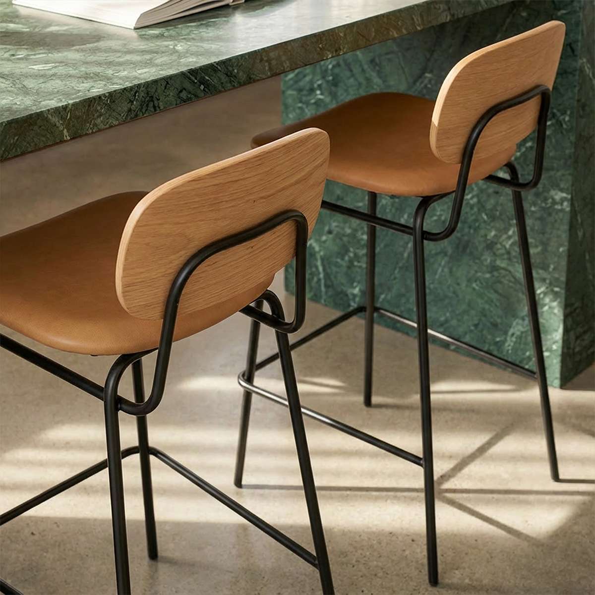 Frame Bar Stool - Leather w/ backrest