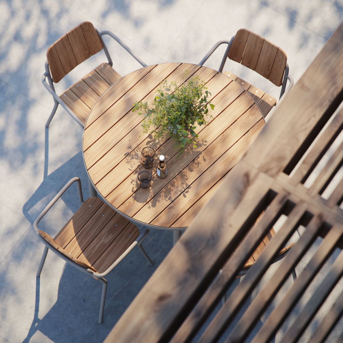 Kirra Dining Table Ø110 & 4 Kirra Patio Chair - Tuinmeubelset met ronde tafel en 4 stoelen