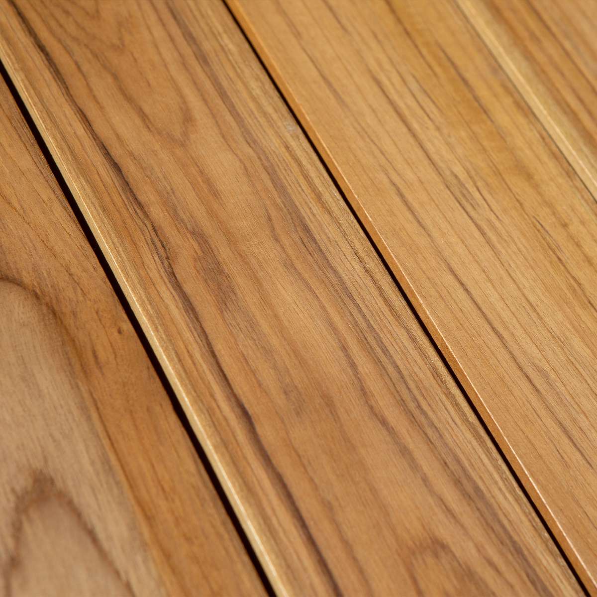 Close-up van het teakhout van Kirra Dining Table Ø110 in Noir van sackit