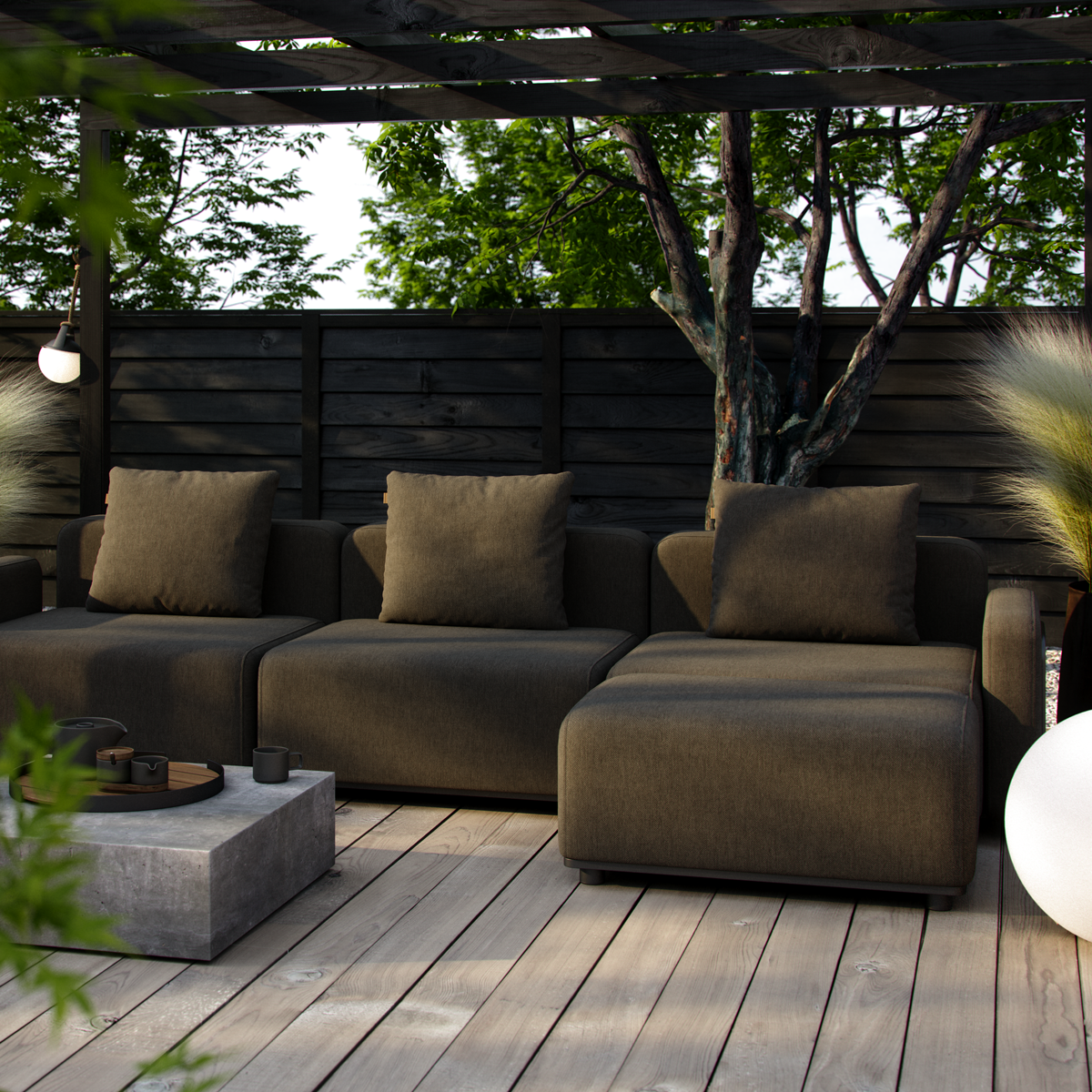 Cobana Lounge Sofa - 3 seater w/ Patio Storage Table
