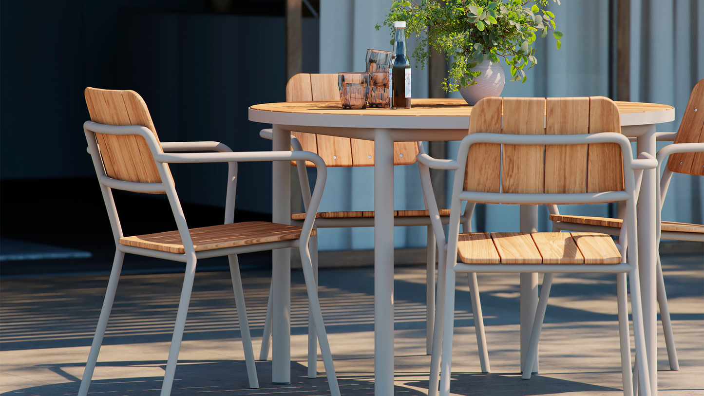 Kirra Patio Chair - Stapelbare terrasstoel in teak en gepoedercoat aluminium