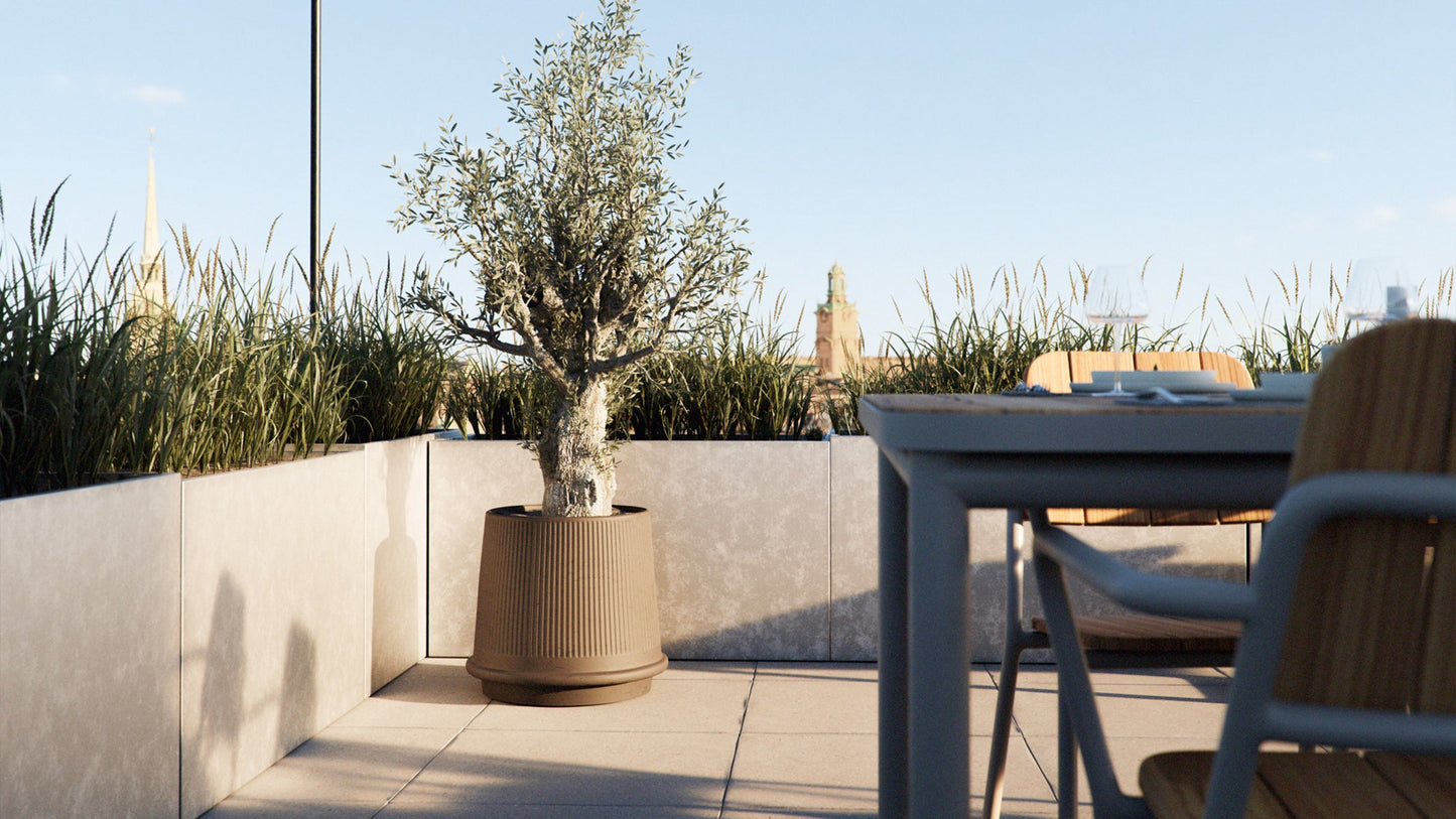 Gaia 38 - Buiten keramische plantenpot met klassiek geribbeld design - Ø43