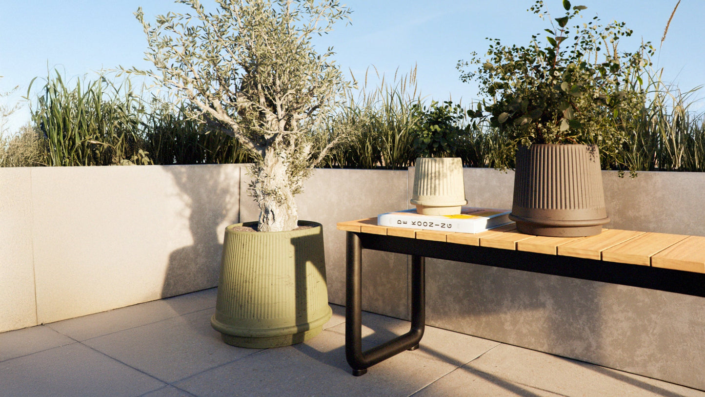 Gaia 38 - Buiten keramische plantenpot met klassiek geribbeld design - Ø43