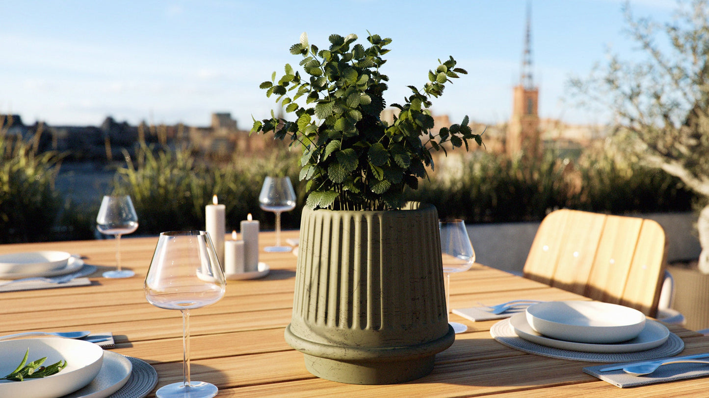 Gaia 16 - Buiten keramische plantenpot met klassiek geribbeld design - Ø17
