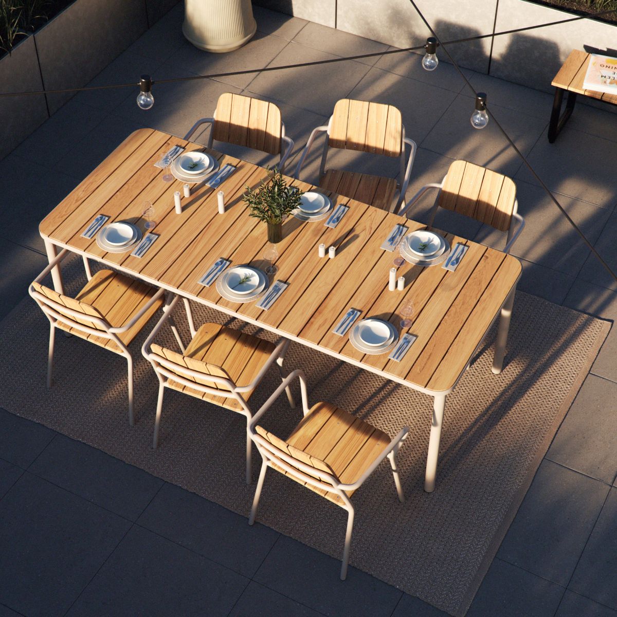 Kirra Dining Table & 6 Kirra Patio Chair - Tuinmeubelset met 6 stoelen
