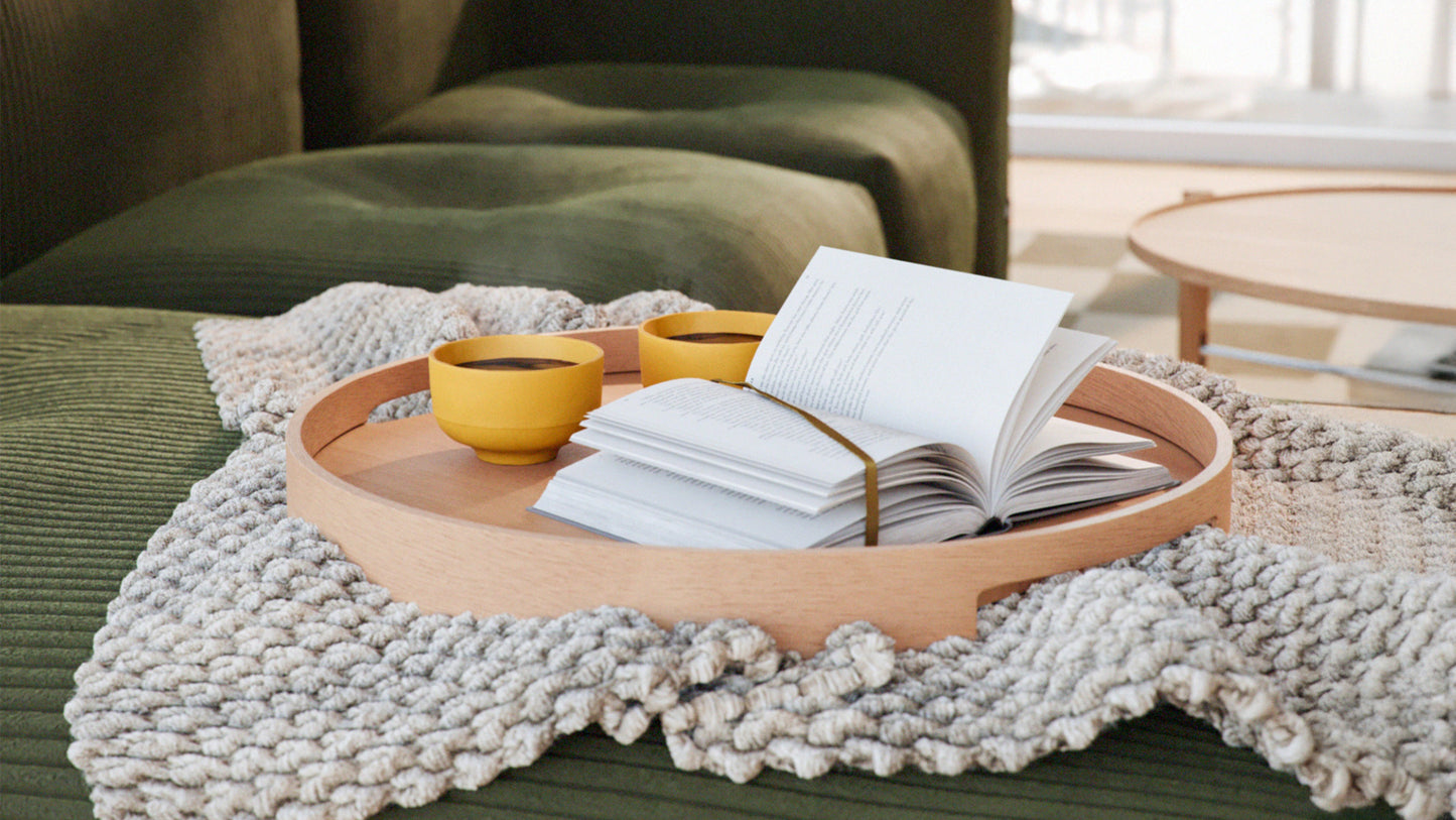 Nordic Serving Tray - Ronde serveerschaal van eikenfineer, Ø50 cm