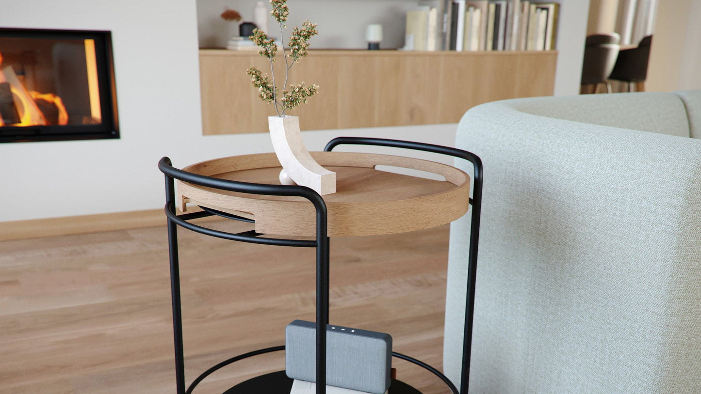 Serving Table - Dienbladtafel van gepoedercoat staal met wielen