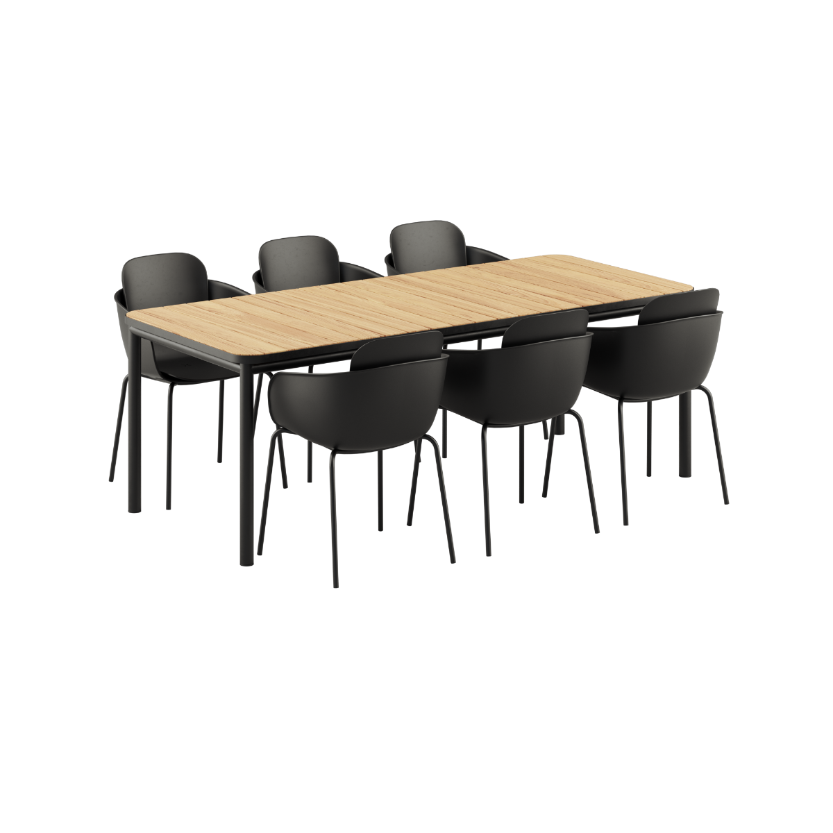 Kirra Dining Table Noir & 6 Patio Chair no. One