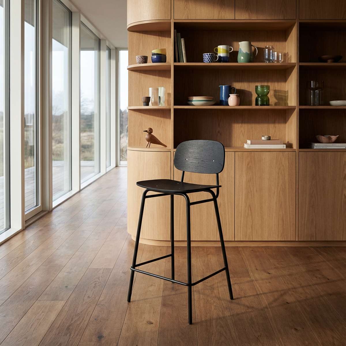 Frame Bar Stool - Wood w/backrest