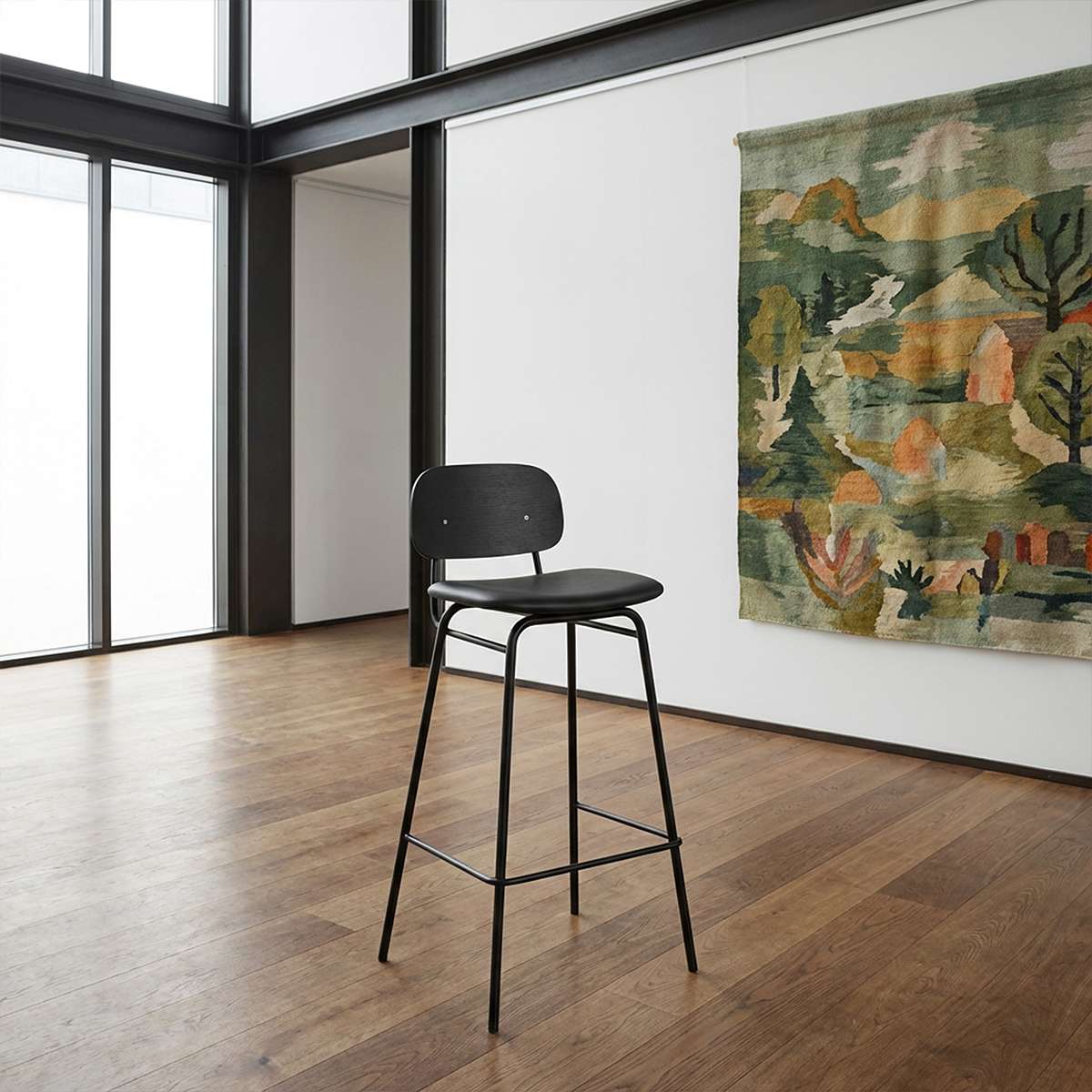 Frame Bar Stool - Leather w/ backrest