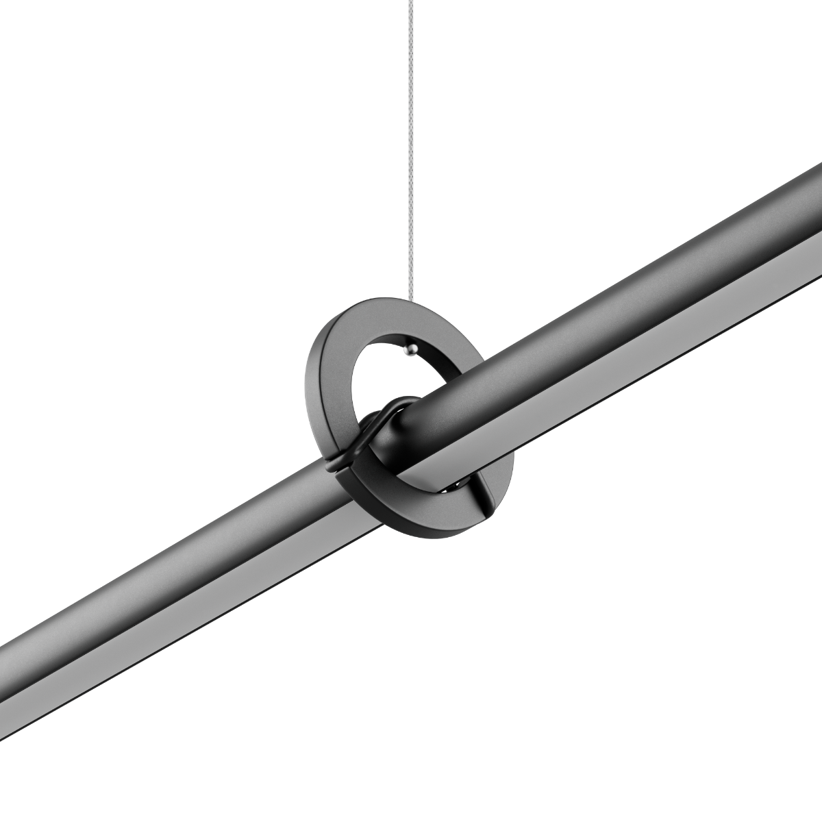 Ease 180 hanglamp boven de eettafel in zwart van sackit tegen een neutrale achtergrond