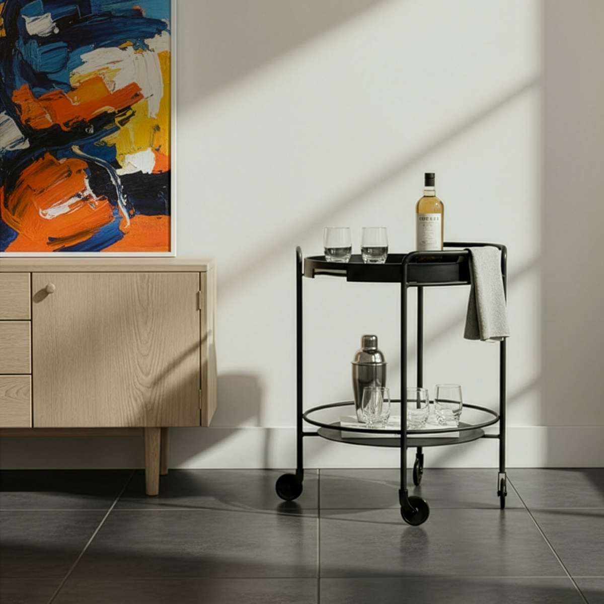 Serving Table w/ Nordic Serving Tray