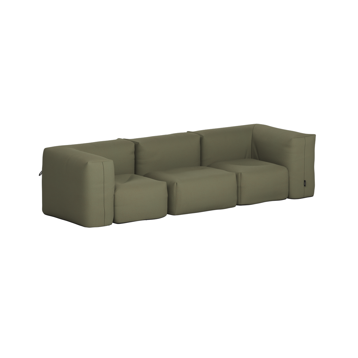 Soft Sofa Outdoor 3 Seater in Kirra Olive van sackit op een witte achtergrond