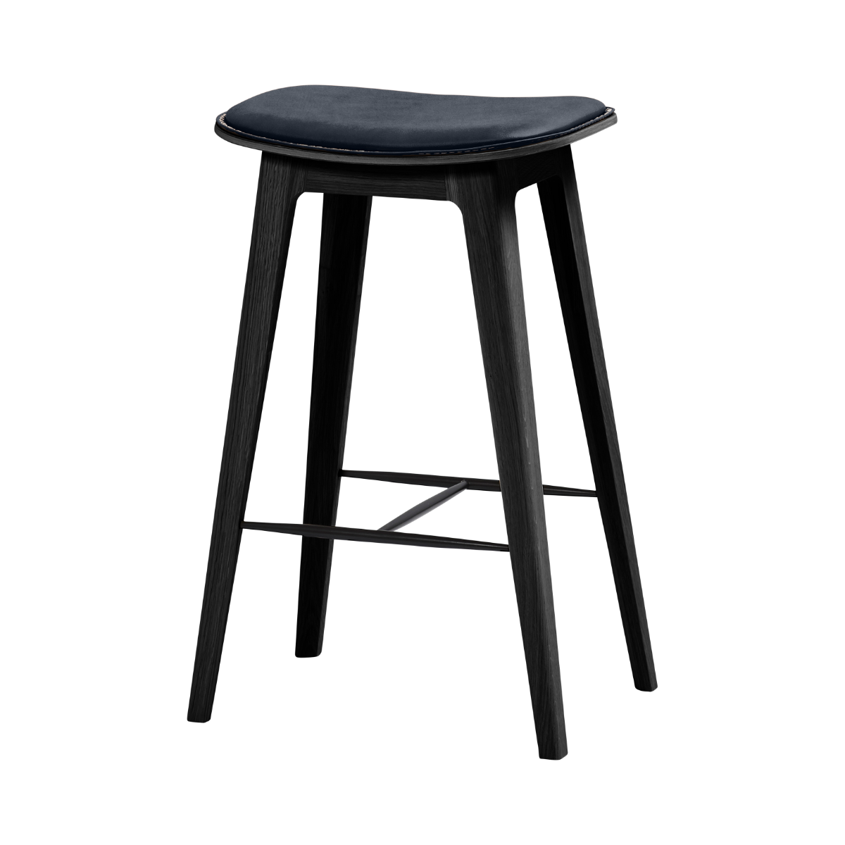 Nordic Bar Stool - Black Stained Oak with stitches