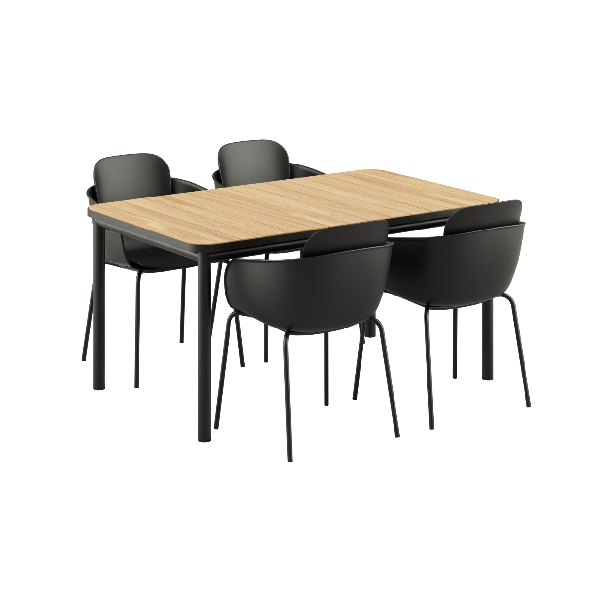 Kirra Dining Table Noir & 4 Patio Chair no. One