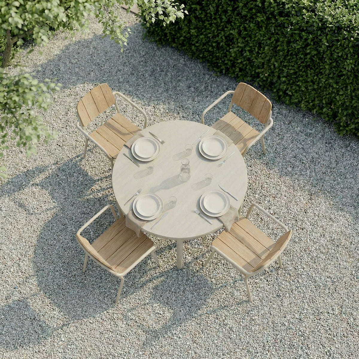 Kirra Dining table Ø110 Ceramic - Ronde outdoor eettafel voor 4 personen van keramiek en aluminium
