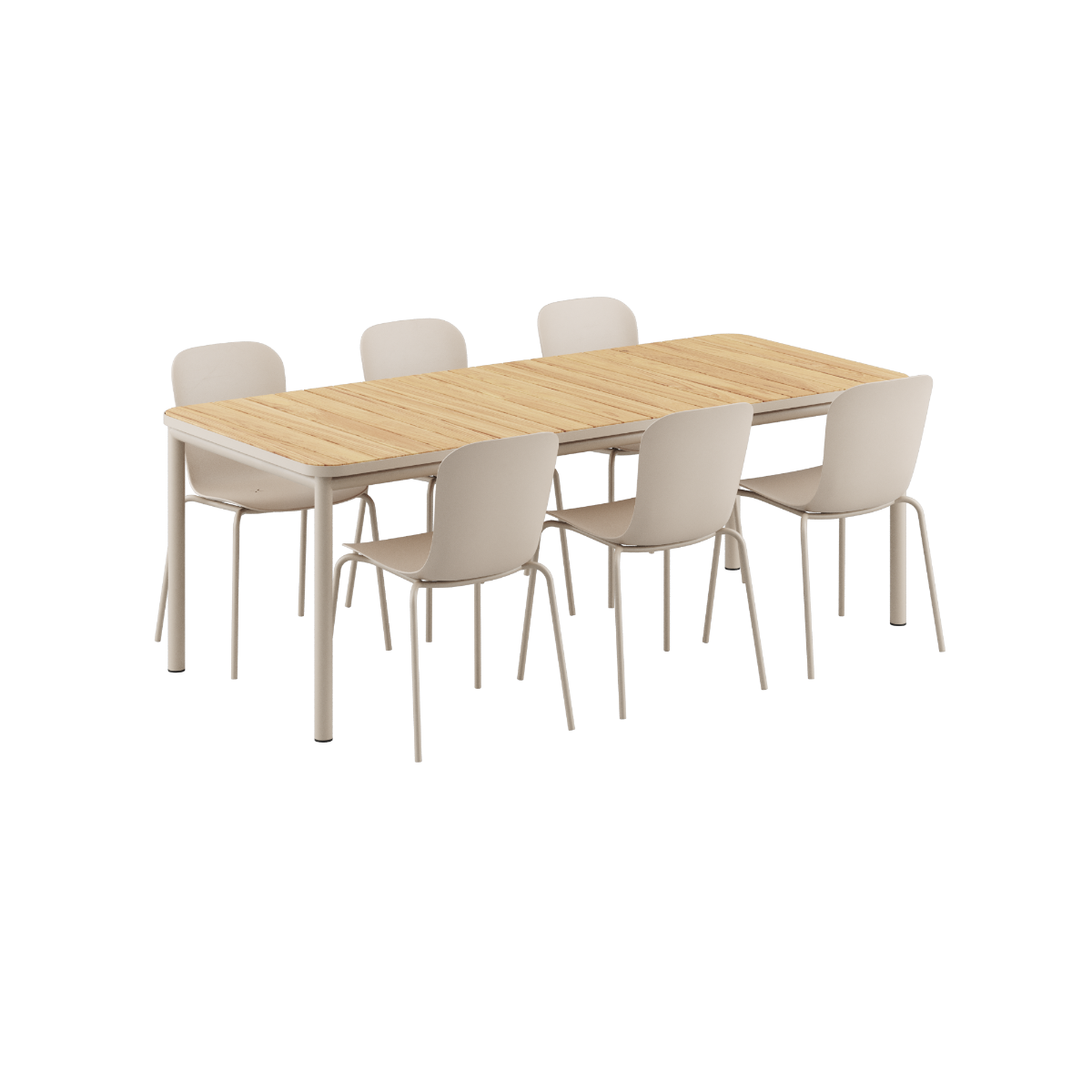 Kirra Dining Table Taupe & 6 Patio Chair no. One