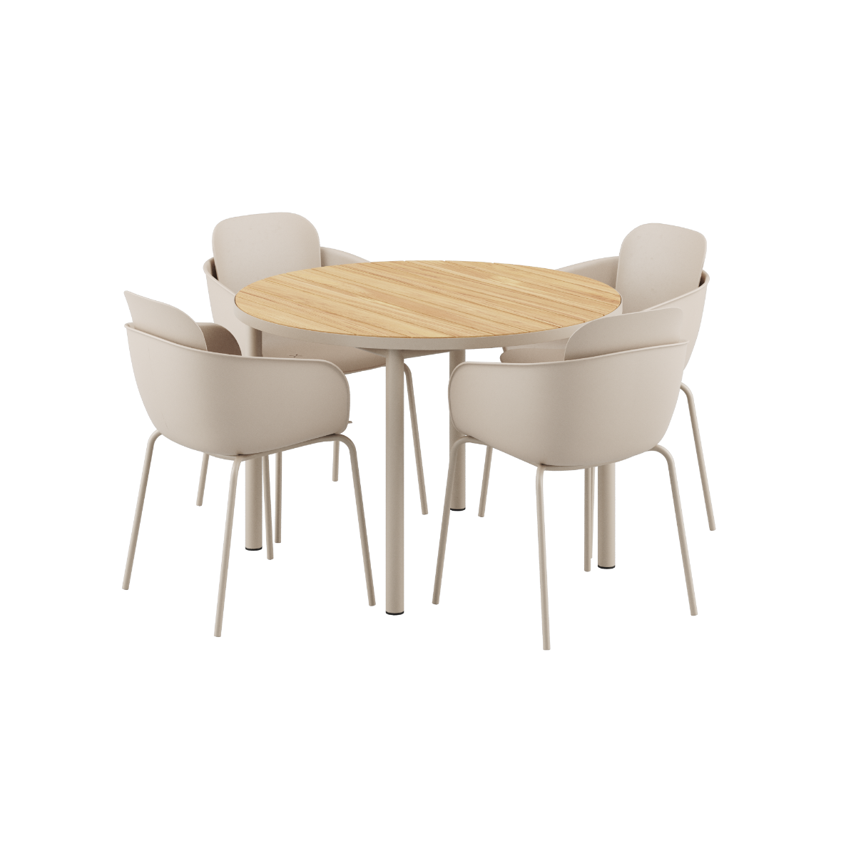 Kirra Dining Table Ø110 Taupe & 4 Patio Chair No. One