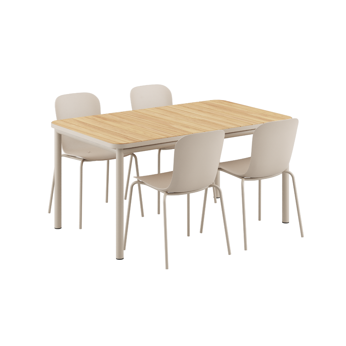 Kirra Dining Table Taupe & 4 Patio Chair no. One